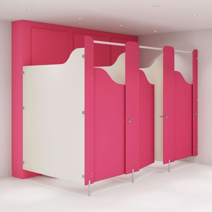 Pink and White Junior School Toilet Cubicles