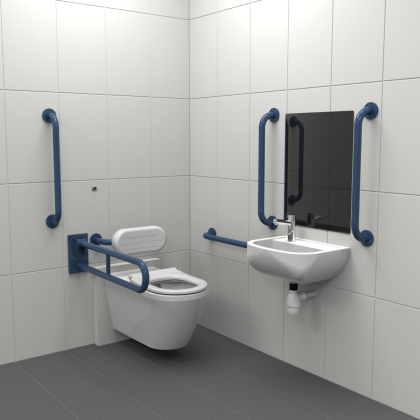 NymaCare Infrared Premium Rimless Wall Hung Doc M Toilet Pack - Left Handed, Dark Blue | NymaCARE