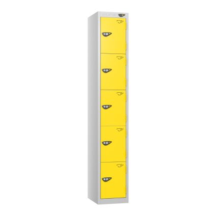 Five Door Metal Locker - Yellow Doors