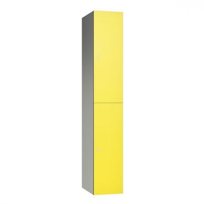 Two Door Supreme Wet Area Locker with Yellow SGL Laminate Doors
