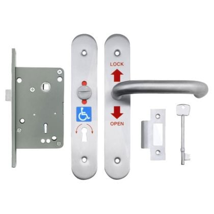 RADAR Disabled Door Lockset In Polished Aluminium 