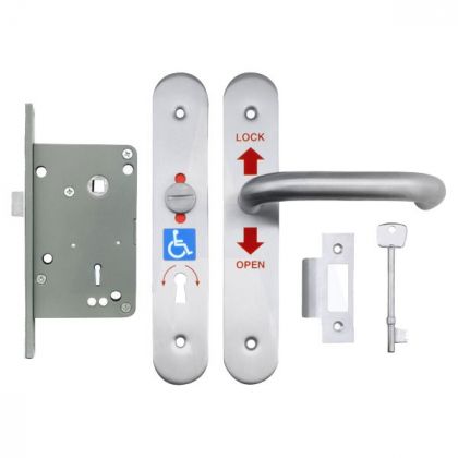 RADAR Disabled Door Lockset - Polished Aluminium - Right Hand