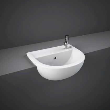 RAK-Compact 40cm Semi Recessed Basin Right Hand Taphole | Commercial Washrooms