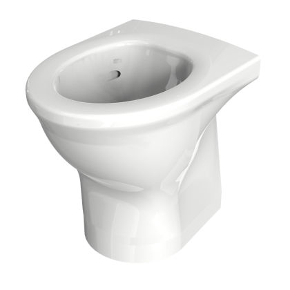 Dudley Resan Raised Height Back to Wall Toilet Pan V2, Polished Gloss Effect - Plain Seat