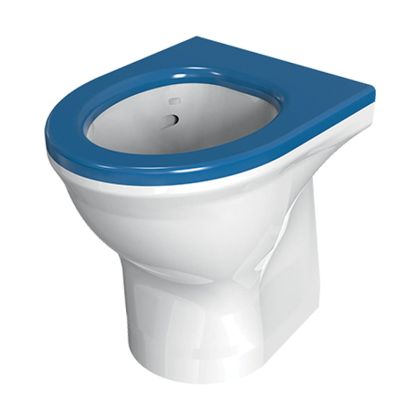 Dudley Resan Raised Height Back to Wall Toilet Pan V2 - Blue Seat