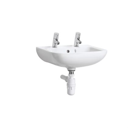 Armitage Shanks HTM64 Portman 21 40cm Washbasin - 2 tap holes with overflow and chainstay hole
