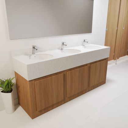 Solid Surface Vanity Top with Moulded Corian Basins (Inset Style)