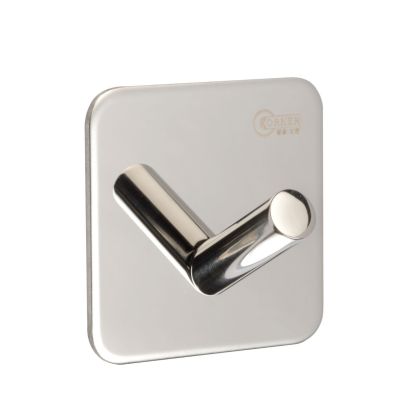 Single Coat Hook on 3M Adhesive Plate | Polished Stainless Steel