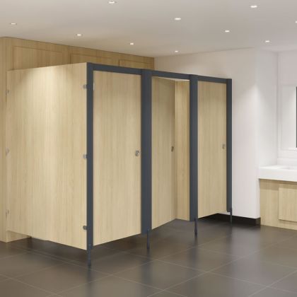 City Toilet Cubicles with Metal Pilasters