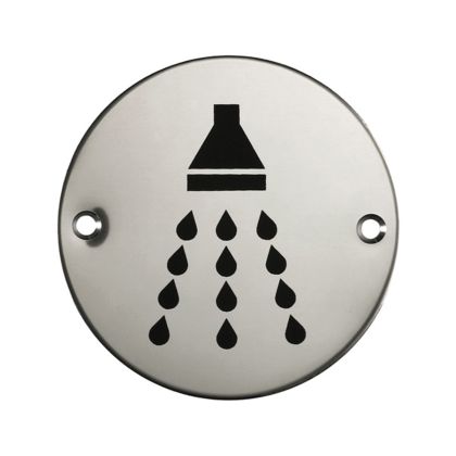 Round Shower Door Sign - Stainless Steel