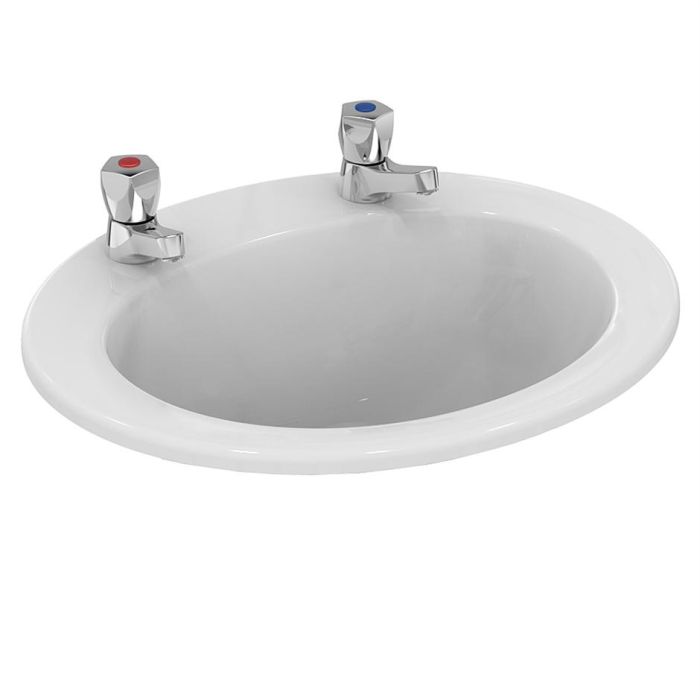 Armitage Shanks Sandringham 21 Countertop Washbasin 50cm - 2 Tap Holes, No Chainstay Hole | Armitage Shanks