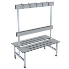 Double Sided Island Changing Room Bench Seat - SGL Slats - Grey