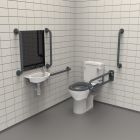 Fitzroy Of London Rimless Close Coupled Doc M Toilet Pack with Grab Rails - Dark Grey