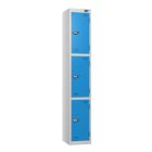 Three Door Metal Locker - Blue Doors