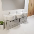 Semi-Recessed Solid Surface Vanity Top with Moulded Basins