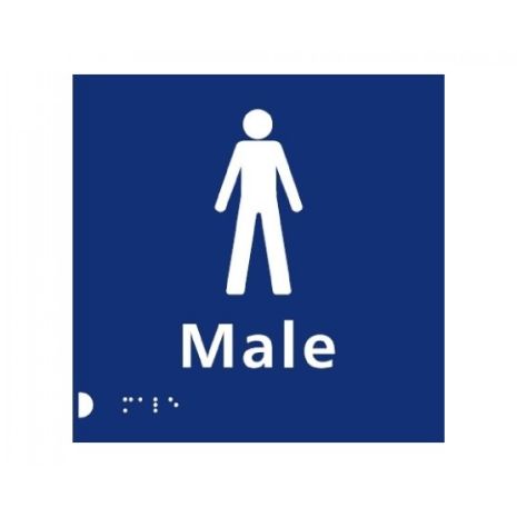 Male Braille Sign - Blue Plastic