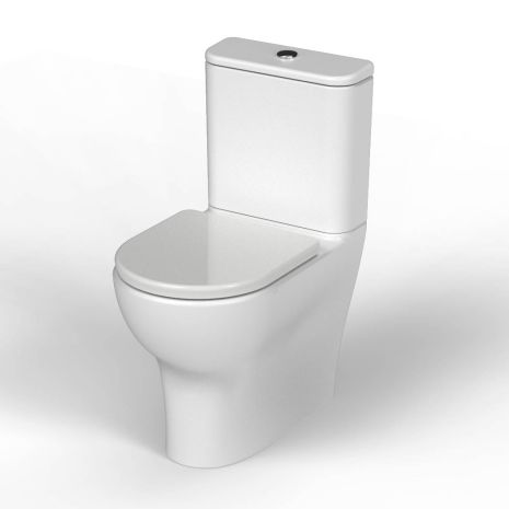 NymaSTYLE White Round Designer Close Coupled Comfort Height Toilet with Seat and Lid | Commercial Washrooms