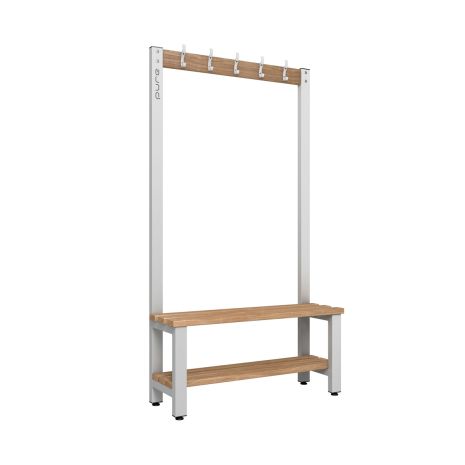 1000mm Premium Single Sided Changing Room Hook Bench Seat with Base Shelf and Beech Slats