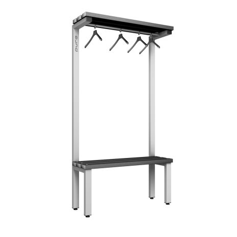 1000mm Single Sided Over Head Hanging Changing Room Bench Seat with Black Polymer Slats