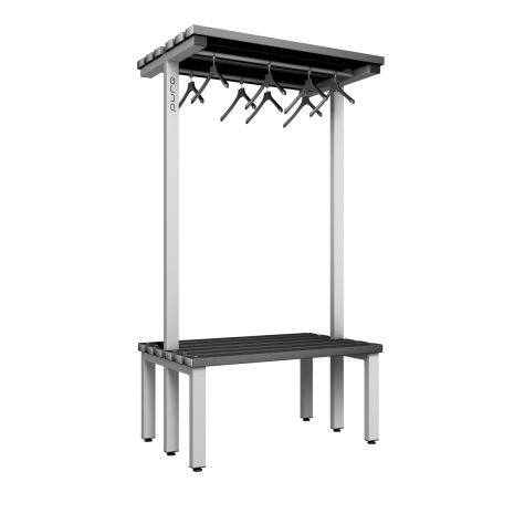 1000mm Double Sided Over Head Hanging Changing Room Bench Seat with Black Polymer Slats
