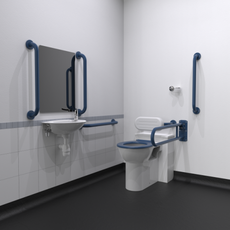 Fitzroy Of London Back To Wall Doc M Toilet Pack with Concealed Fixings - Dark Blue | Commercial Washrooms