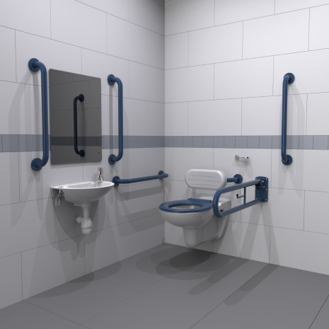 Fitzroy Of London Wall Hung Doc M Toilet Pack with Concealed Grab Rail Fixings
