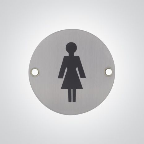 Dolphin Female Toilet Sign - Satin Stainless Steel
