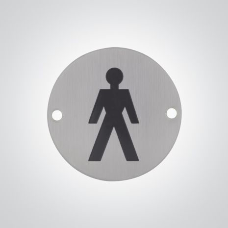 Dolphin Male Toilet Sign - Satin Stainless Steel