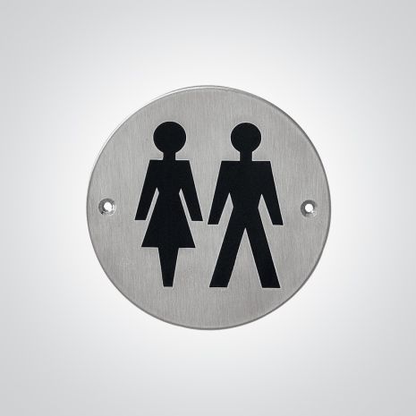 Dolphin Unisex Toilet Sign - Satin Stainless Steel