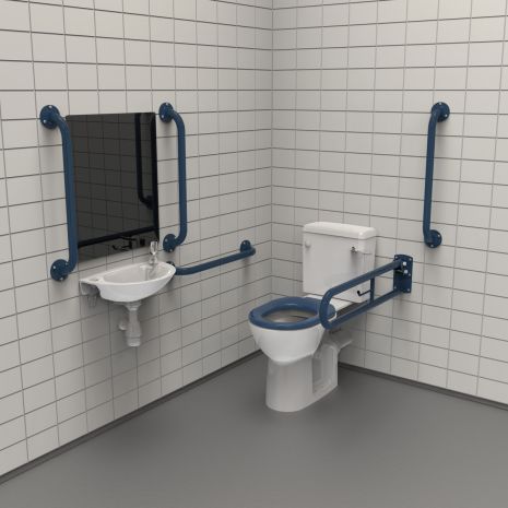 Fitzroy Of London Rimless Close Coupled Doc M Toilet Pack with Exposed Fixings - Dark Blue