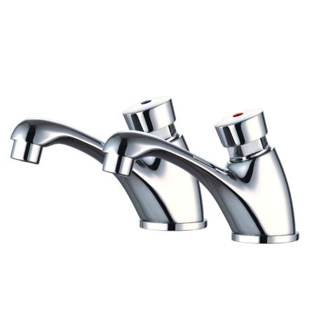 RAK Non Concussive Self Closing Basin Taps (Pair) | Commercial Washrooms