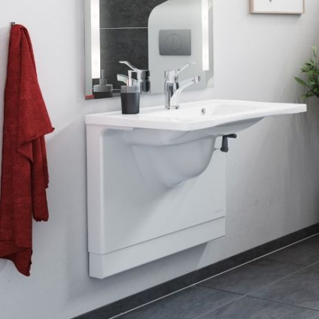 Pressalit Manual Height Adjustable Basin Bracket and Wash Basin Pack | Commercial Washrooms