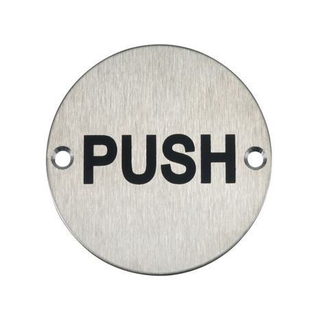 Push Door Sign - Satin Stainless Steel