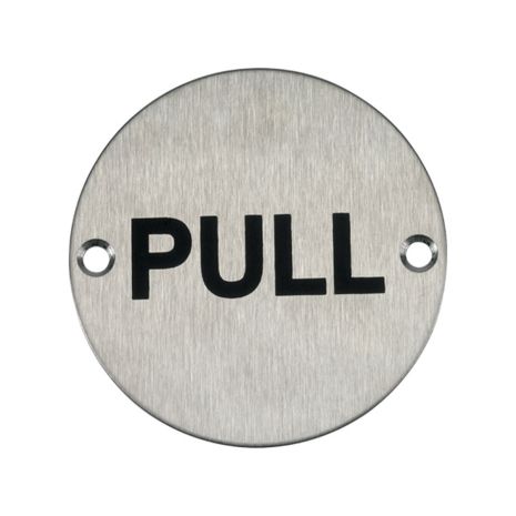 Pull Door Sign - Satin Stainless Steel