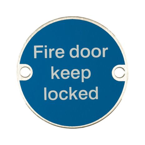 Fire Door Keep Locked Sign - Stainless Steel 