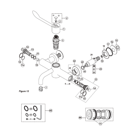 Spare Parts for Armitage Shanks Markwik 21 Single Sequential Lever Medical Tap with Bioguard | Diagram