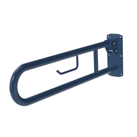 Fitzroy Of London 800mm Hinged Lift And Lock Support Rail with Toilet Roll Holder - Dark Blue | Commercial Washrooms