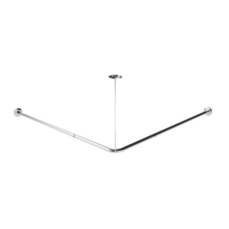 Fitzroy Of London Stainless Steel L-Shaped Shower Curtain Rail, 1200X1200mm - Polished Stainless Steel | Commercial Washrooms