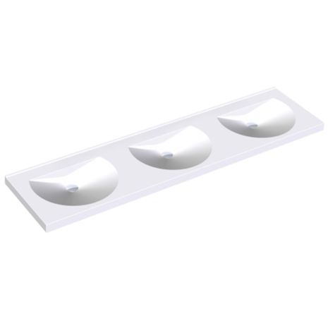 KWC DVS Miranit Ronda Three-User Washbasins (2100mm) No Tap Holes