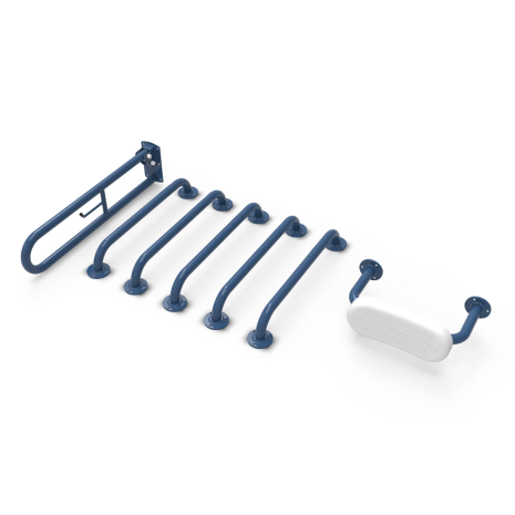 Fitzroy Of London Grab Rail Only Doc M Toilet Pack with Steel Exposed Fixings and Back Rest
