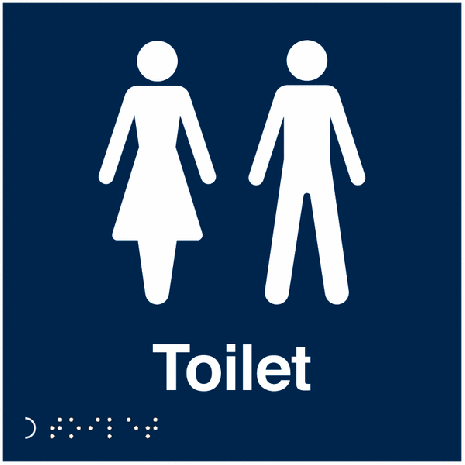 Unisex Braille Toilet Sign - Plastic