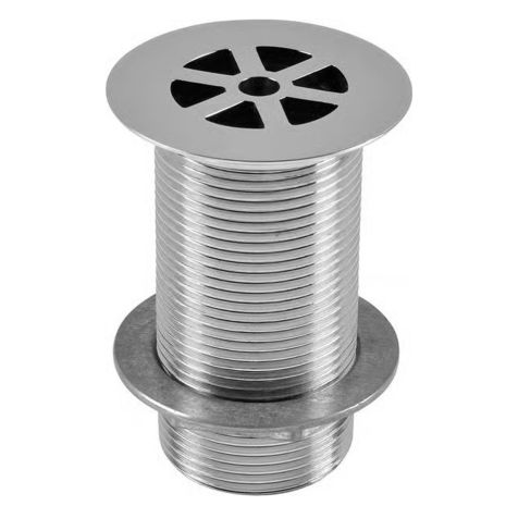 Wirquin Long Solid Grid Waste 1.1/4" Chrome Plated - Unslotted for Basins with no Overflow