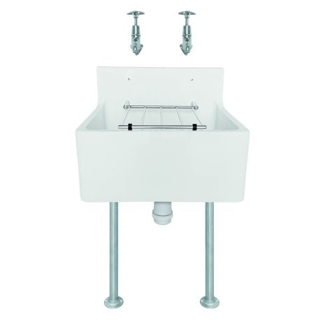 20" Low Back Cleaners Sink with Lever Taps Pack | Commercial Washrooms