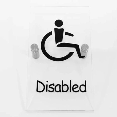 Disabled Toilet Sign - Clear Acrylic