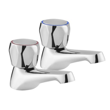 KWC DVS Chrome Fluted Basin Taps (Pair)