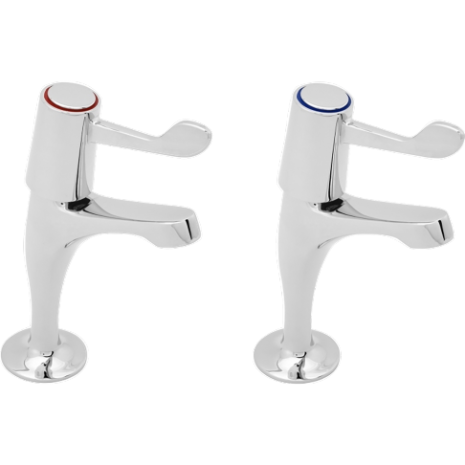 KWC DVS Pair of Lever Action Pillar Taps With 3Ã¢â‚¬Â Levers