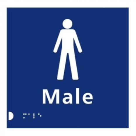 Male Braille Sign - Blue Plastic