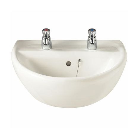 Twyford Sola 500mm Washbasin - 2 Tap Hole