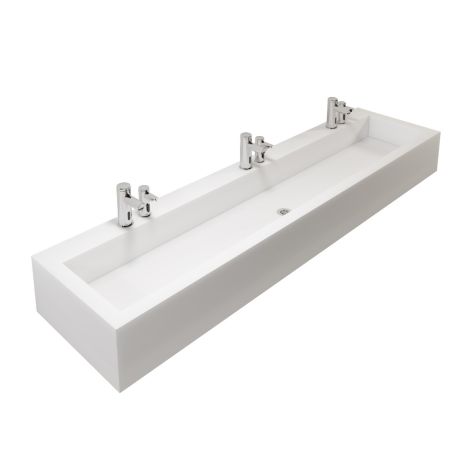 White Ultra Fast Solid Surface Box Wash Trough with Underframe