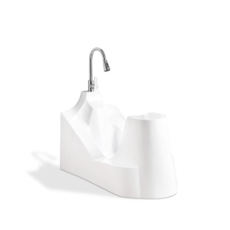 Medina White Acrylic Wudu Ablution Station with Fixed Seat